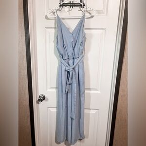 Sienna Sky Blue and White Striped Jumpsuit